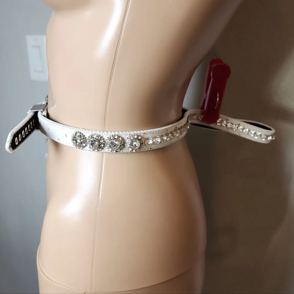 Off White Rhinestone Bling Belt 42
